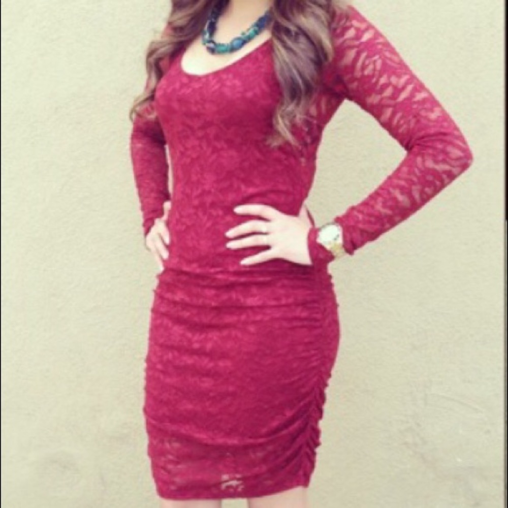 Victoria secret ruched lace dress